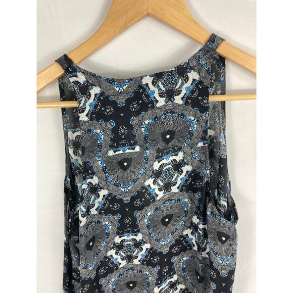 A.L.C Abstract Print Silk Sleeveless V Neck Blouse Size XS - Picture 5 of 6